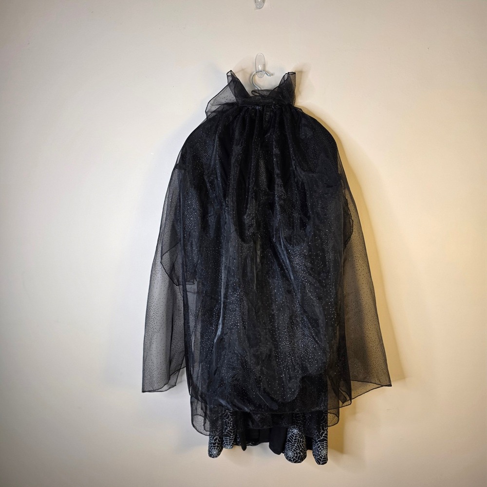 Pottery Barn Witch Costume Girls 7/8 Small Black Spiders Sparkle Dress Up No Hat - Picture 8 of 12